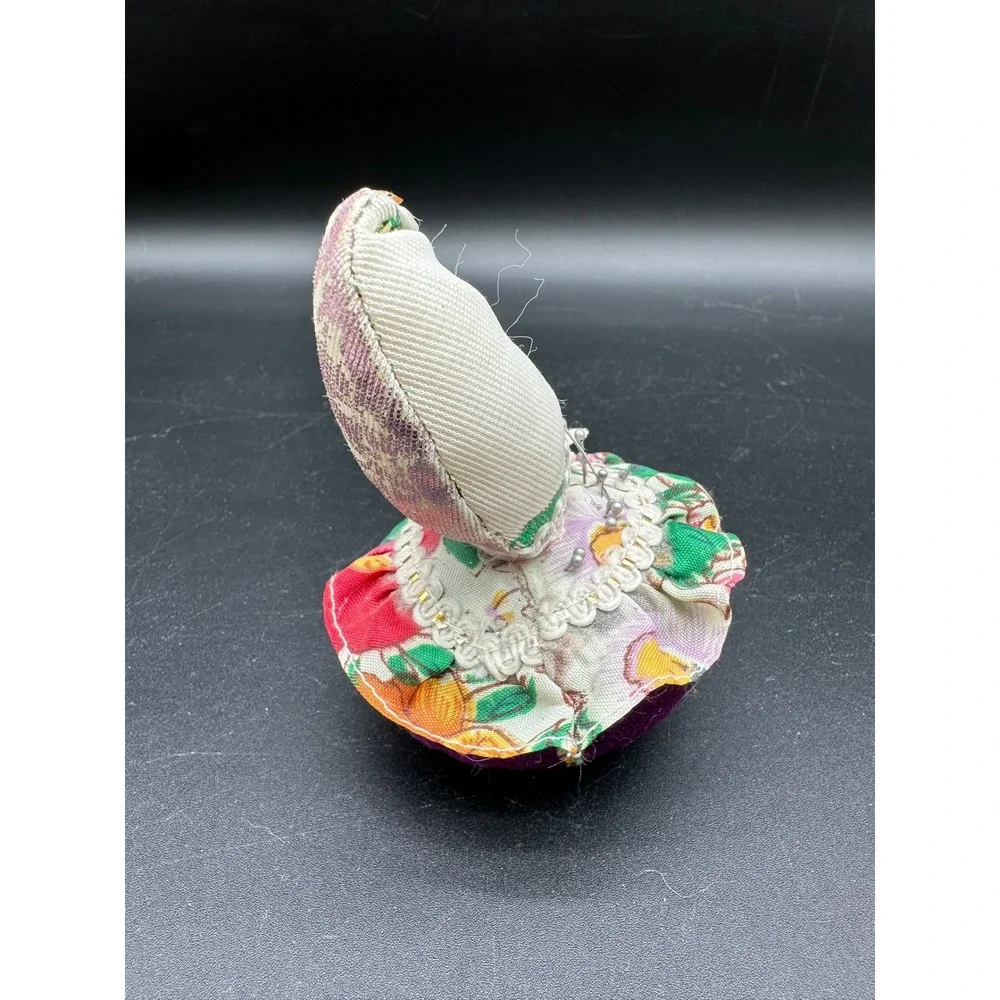 Vintage Harlequin Clown Pin Cushion Porcelain‎ Head Velvet Pin Keeper